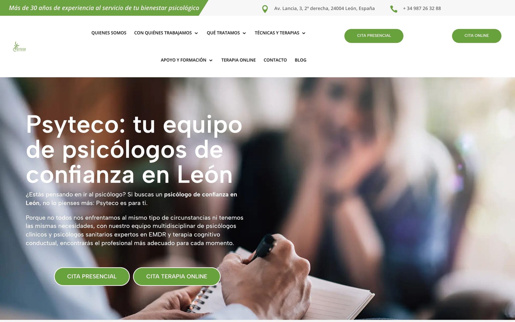 Captura de la web de Psyteco