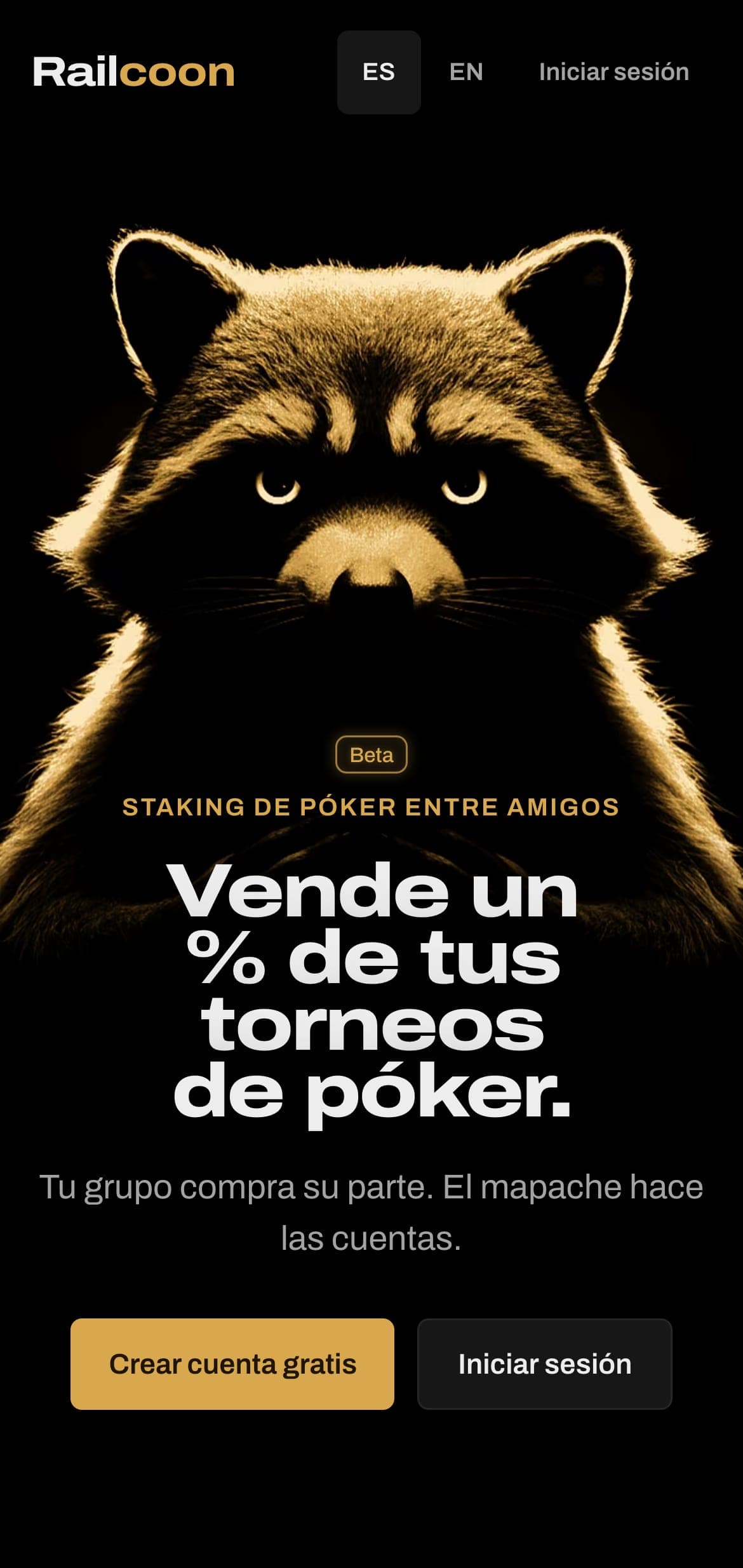 Versión móvil de la web de Railcoon