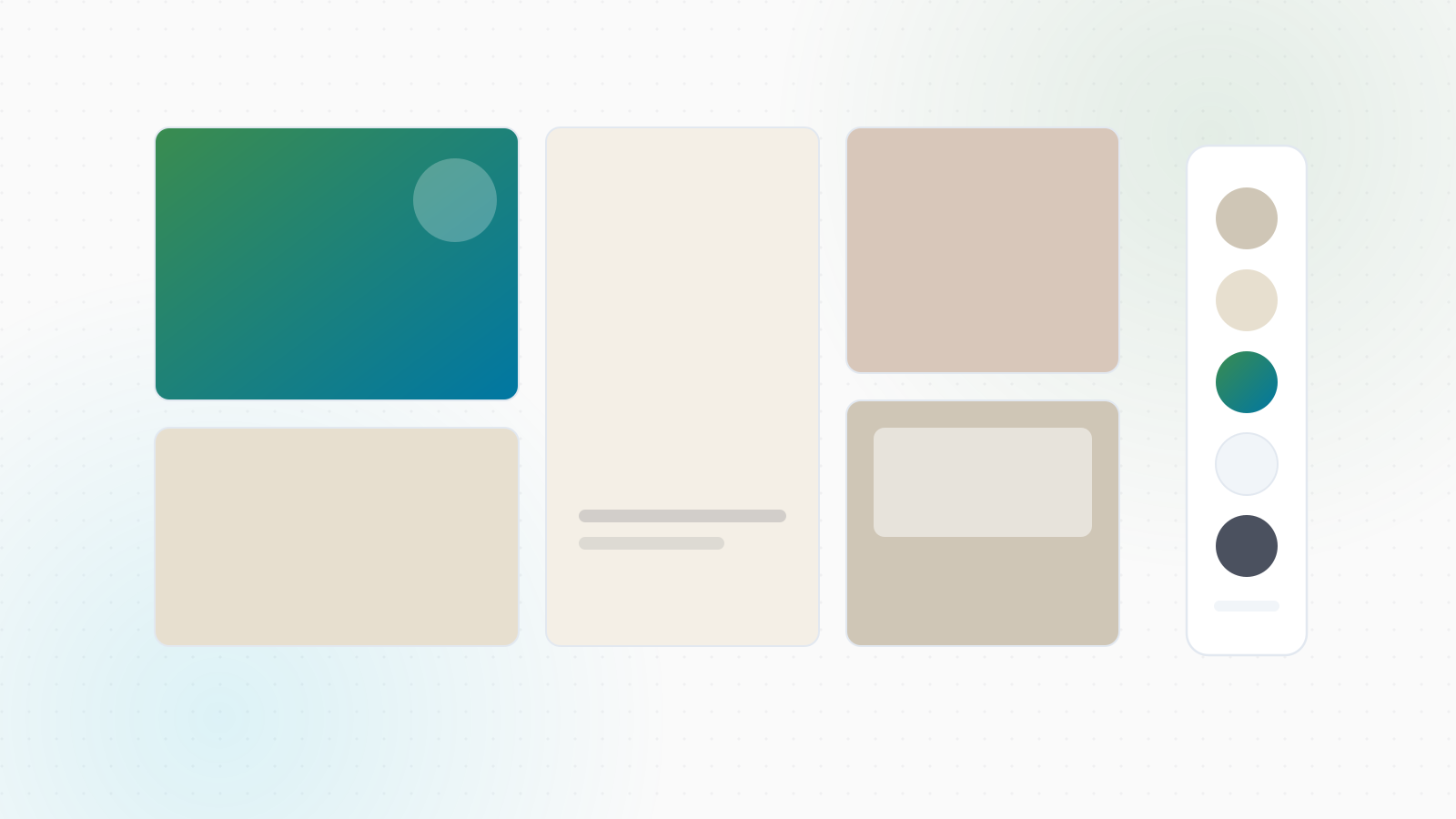 Mosaico asimétrico de un portfolio de interiorismo junto a una paleta de materiales